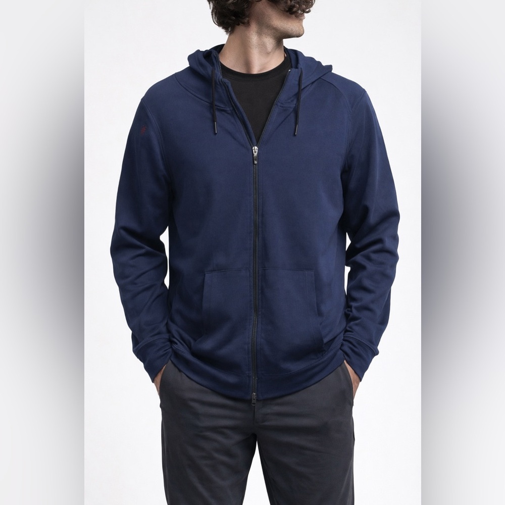 RHONE Spar Performance Hoodie XXL Blue Full Zip Stretch Pocket Active